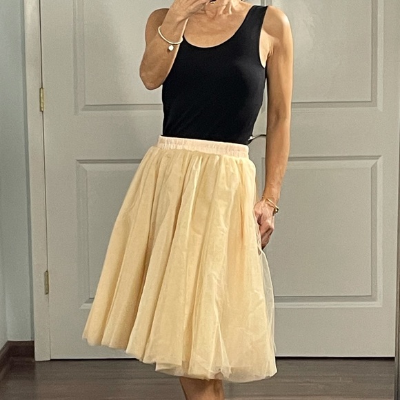 Dresses & Skirts - Vintage Knee-Length Lined Tulle Ballerina Skirt Champagne Peach Color